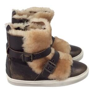 Luxe De Leon Boots Monterrey Womens Size 9 Ankle Bootie Brown Plush Fur Winter